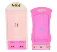 Kisangel 2 Pezzi Giocattoli del guardaroba minuscolo casa mini giocattolo da camera mini armadio mini roba guardaroba in miniatura plastica rosa