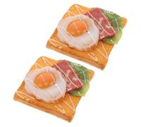 Kisangel 2 Pezzi Realistic Fake Fried Egg Toast Bread Model Breakfast Prop For Kitchen Cafe Bakery Decor And Food Photography
