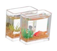 Kisangel 2 Pezzi Scale Realistic Mini Fish Tank Dollhouse Decorations For Betta Fish Display