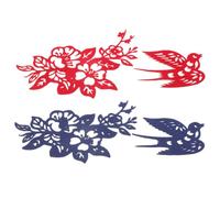 Kisangel 2 set di accessori per capelli tradizionali del Capodanno cinese, fermagli per capelli retrò con fiori e uccelli in carta blu e rossa, decorazioni per matrimoni e feste per donne e ragazze.