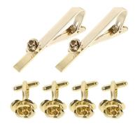 Kisangel 2 set di fermacravatta e gemelli a forma di rosa - Accessori per abito: fermacravatta e gemelli per camicia, ideali per lavoro, matrimoni o eventi formali.