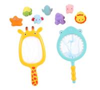 Kisangel 2 set Giocattoli da Bagno per Animali Cambia Colore e Rete da Pesca per Bagnetto Gioco Galleggiante e Spruzzo Acqua per Materiale Sicuro per Coordinazione Occhio-mano