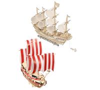 Kisangel 2 set Puzzle Legno per Costruzione Nave Vela Modelli Retrò per Adulti e Decorazioni per Scrivania Giocattoli Educativi Bricolage