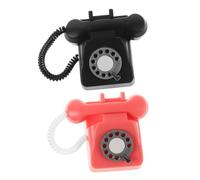 Kisangel 2 Telefono Miniatura Retrò Vintage Rotary per Case delle Bambole e Decorazione Fotografica Mini Telefono in Antico Rosso e Nero Accessorio Realistico per Micro Scene