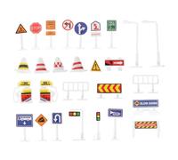Kisangel 28 Segnali Stradali in Plastica per Modelli Semaforo e Cartelli Divieto Sosta Kit Educativo Sicurezza per Giochi di Ruolo e Apprendimento