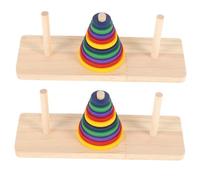Kisangel 2pezzi Puzzle Intellettuale Legno Colorato Torre Hanoi Per Adulti Tavolo Per Feste e Attività Creative Sviluppo Delle Abilità Cognitive