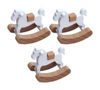 Kisangel 3 Pezzi Cavallo a Dondolo in Legno Miniatura per Casa delle Bambole, Decorazione Elegante e Giocattolo Educativo, Adatto per Cameretta e Sala Giochi