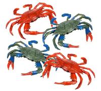 Kisangel 4 pezzi Giocattoli Granchio Realistici in Sicura Figure Creature per Educativi e Decorativi Blu e Rosso