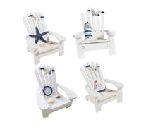 Kisangel 4 pezzi Mini Sedie da Spiaggia in Legno Stile Mediterraneo Ornamento Nautico Decorativo da Tavolo per Casa e Ufficio Faro Marinaio Timone e Vela