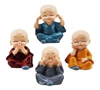 Kisangel 4pezzi Decorazioni per Cruscotto Auto Piccole Sculture di Monaci Statuette di Buddha in Miniatura Ornamento per Auto Decorazioni per Casa