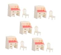 Kisangel 5 Set Tavolo e Sedia da Ufficio in Miniatura Bianco Accessori per Decorazione e Gioco Creativo