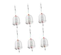 Kisangel 6 Pezzi Carp Fishing Feeder Basket Stainless Steel Bait Cage Holder with Fine Mesh Anti-Loss Design for Outdoor Coarse Fish Angling