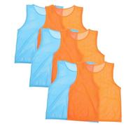 Kisangel 6 Pezzi Pettorine Allenamento Calcio Basket Riutilizzabili Traspiranti in Poliestere Leggero con Fasce Laterali Elastiche Adulti e Colori Blu e