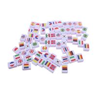 Kisangel 64 Pezzi Mahjong Portatile con Bandiere Nazionali Gioco da Tavolo per Giocatori Educativo e Divertente per Famiglie e Feste