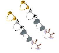 Kisangel 8 fasce per capelli con orecchie di animali della giungla - Fascia per capelli con orecchie di animali a tema zoo - Copricapo per bambini con cartoni animati selvaggi per feste di compleanno,