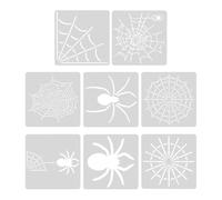Kisangel 8 Stencil di Halloween: Ragnatela e Ragno per Halloween - Modelli gotici riutilizzabili per dipingere su Legno, finestre, Porte e progetti di Artigianato Fai da Te