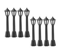 Kisangel 8pcs 3. 1 "miniatura Street Light Post per il villaggio di Natale | Migliora micro paesaggi e display ferroviari, decorazione ideale per giardino delle fate e casa delle bambole, plastica, nero