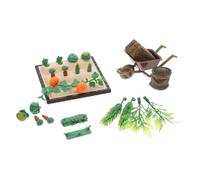 Kisangel Accessori Mini Fattoria per Casa delle Bambole Kit Miniatura Campo Vegetale con Attrezzi da Giardino Carretto e Figurine per Decorazioni Micro Paesaggio e Scena Fattoria