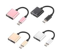 Kisangel Adattatore USB C Tipo C Jack con Microfono e Ricarica con Chip Integrato Compatibile con Pixel e Essential Phone e Tablet Colore Grigio Metallizzato