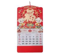 Kisangel Calendario da parete Anno della Capra 2027 - Calendario Feng Shui da appendere - mensile con caratteri Fu rossi per il Capodanno cinese, decorazione tradizionale per le feste e la buona