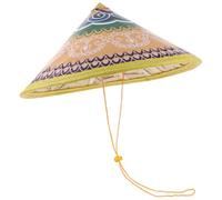 Kisangel Cappello Conico Intrecciato in Rattan Protezione Solare e Cordino Regolabile, Cappello da Pescatore Cinese Tradizionale e Adulti, Accessorio per Spettacoli e Feste a Tema