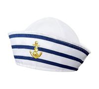 Kisangel Cappello da Capitano Uomo e Donna in Poliestere Blu e Bianco Berretto da Marinaio per Cosplay e Feste in Barca Accessorio Costume Taglia Unica 56 CM