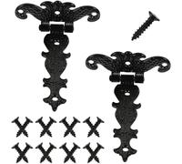 Kisangel Cerniere per Porte in Ferro Nero 2 Pezzi Design Retrò Robuste e Flessibili 8 Fori Adatte a Porte in Legno per Ambienti Eleganti e Progetti Fai da Te