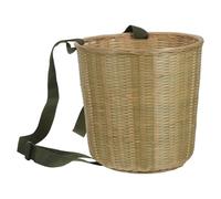 Kisangel Cesto da Picnic in bambù Intrecciato a Mano Struttura Resistente e Doppia Tracolla, Forma Rotonda per Raccolta in Giardino e Campagne