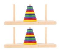 Kisangel Gioco da Tavolo Intellettuale Torre di Hanoi in Legno Colorato 2 Pezzi, Puzzle Rompicapo Logico per Adulti, Gioco Creativo per Feste e Famiglia, Stimola Ragionamento