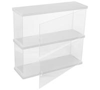 Kisangel Scatola Espositiva per Bambole Acrilica Trasparente a 2 Strati Vetrina da Banco Antipolvere per Statuette e Modelli da Collezione Custodia Protettiva Resistente per Esposizione