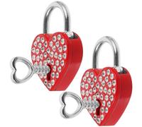 Kisangel Set 2 Lucchetti a Forma di Cuore in Lega con Cristalli Serrature con Chiave per Valigie e Armadietti Lucchetti per Viaggi Romantici Coppia Lucchetto Dell’Amore per Ponte e