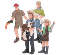 Kisangel Set 4 Pezzi Miniatura di Personaggi Contadini di Fattoria, Statuine Realistiche in Materiale Solido, Giochi Educativi e Decorazioni Casa