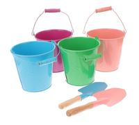 Kisangel Set 6 Pezzi Giocattoli Secchiello di Ferro per Bambini con Pala Ergonomica, Colori Assortiti, per Giochi da Spiaggia e Giardino All’aperto Colore Casuale