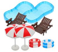 Kisangel Set di 2 accessori in miniatura per la casa delle bambole, mini salvagoccia da spiaggia, ombrellone per la casa delle bambole