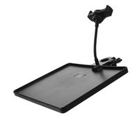 Kisangel Vassoio Multifunzione per Scheda Audio e Microfono con Clip Regolabile Porta Cellulare Integrato Compatibile con Supporti Microfono e Treppiedi Nero