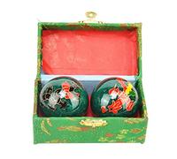 Kisbeibi Palline da baoding, 4,45 cm, cinesi Baoding con scatola, Feng Shui Tai Chi, Dragon and Phoenix Baoding, palline per la salute delle dita, meditazione, relax