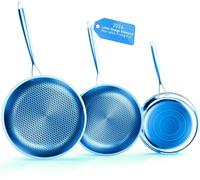 Kiseely Set di padelle antiaderenti ibride, set di 3 padelle da 26, 28 e 30cm, manico Stay-Cool, senza PFAS, adatto a tutti i tipi di piani cottura, compresi quelli a induzione (HU2)