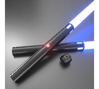Kiseely Spade Laser 2 Pezzi a 20 Colori con Impugnature Metalliche Vibranti, Spada Luminosa a LED 2 in 1 con 3 modalità Suoni, Impugnature Metalliche Batteria Ricaricabile (Nero KL1)