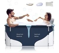Kiseely Vasca da bagno pieghevole portatile da 140 cm, per 2 persone, grande famiglia SPA con efficiente conversione di temperatura calda e fredda, 140 cm x 60 cm x 55 cm (stile latte)