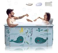 Kiseely Vasca da bagno pieghevole portatile da 140 cm per 2 persone, grande famiglia vasca da bagno per SPA, efficiente conversione di temperatura calda e fredda, 140 cmx60 cmx55 cm (stile oceanico)