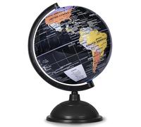 KISEER Mappamondo rotante da 20,3 cm con supporto, rotante per bambini, geografia, aula scolastica o decorazioni, colore: nero