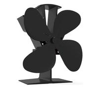 kisidus Ventilatore per camino senza corrente, ventilatore a legna con 4 foglie, ventilatore per stufa, senza corrente per camino, camino, camino, stufa a legna, ventilatore Stove Fan nero
