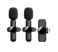 kiskick Microfono senza fili con riduzione del rumore Lavalier Set per Cancellazione del suono Stereo Chiaro Ideale Vlog Registrazione Video A 2pcs