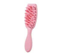 kiskick Spazzola esfoliante per capelli in silicone per massaggio del cuoio capelluto, per forfora pruriginosa, antiscivolo, manico lungo, pettine da doccia, largo rosa