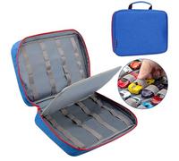 KISLANE Valigetta portaoggetti per auto per 48 veicoli, portatile, scala 1:64, in pressofusione, con fessure elastiche, borsa da viaggio per collezionisti, blu