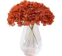 Kislohum Fiori artificiali di ortensia color arancio ruggine, teste di ortensia con steli, per centrotavola nuziali, mazzi di fiori, decorazione fai da te, decorazione per la casa, confezione da 10