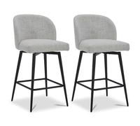 Kislot Counter Height Bar Stools Set of 3, 360° Swivel Upholstered Barstools with Backs and Metal Legs, 26" H Seat Height