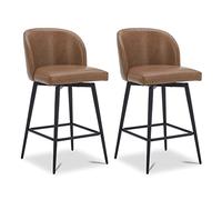 Kislot Counter Height Bar Stools Set of 3, 360° Swivel Upholstered Barstools with Backs and Metal Legs, 26" H Seat Height