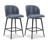 Kislot Counter Height Bar Stools Set of 3, 360° Swivel Upholstered Barstools with Backs and Metal Legs, 26" H Seat Height