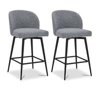 Kislot Counter Height Bar Stools Set of 3, 360° Swivel Upholstered Barstools with Backs and Metal Legs, 26" H Seat Height